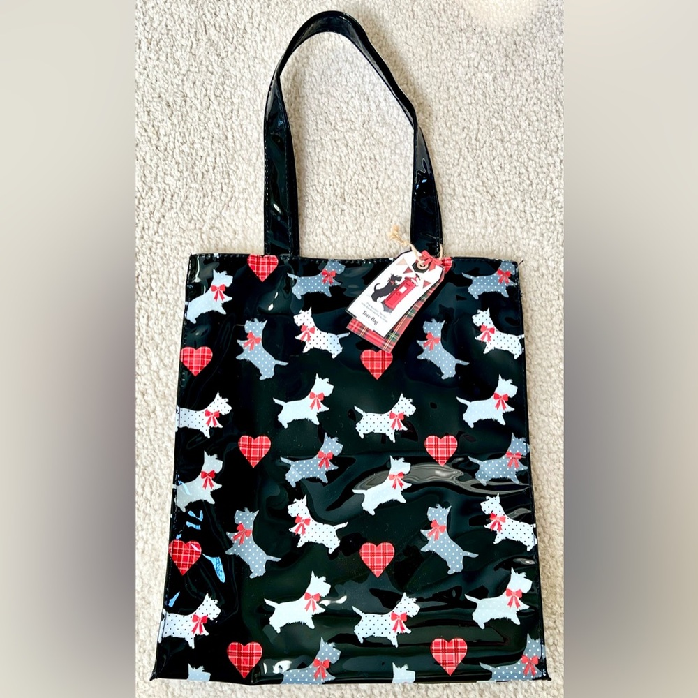 Black Tote Bag with Scottie Dog Print